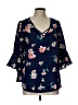 Sienna Sky 100% Polyester Blue 3/4 Sleeve Blouse Size L - photo 1