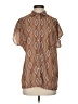 Lucky & Blessed Brown Short Sleeve Blouse Size S - photo 1