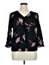 DR2 100% Rayon Black 3/4 Sleeve Blouse Size XL - photo 1