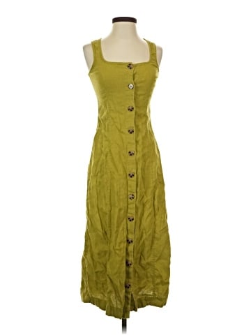 Madewell Button-Front Midi Dress in 100% Linen (view 1)