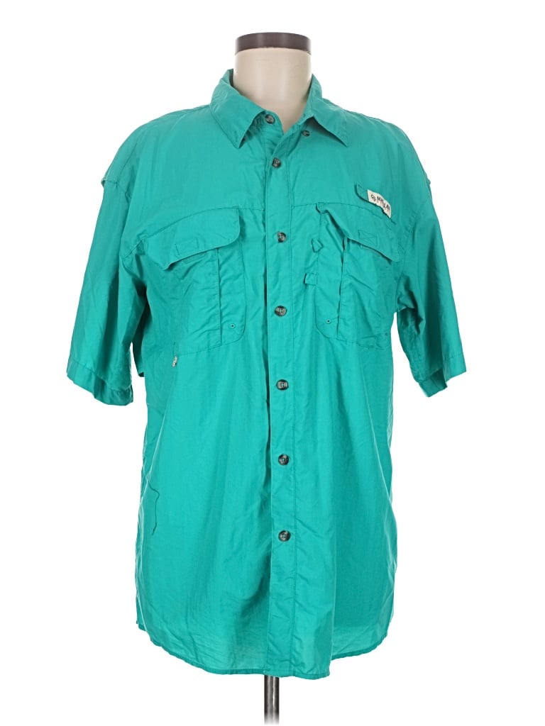 Pre-owned Magellan Outdoors Short Sleeve Button Down Shirt In Blue