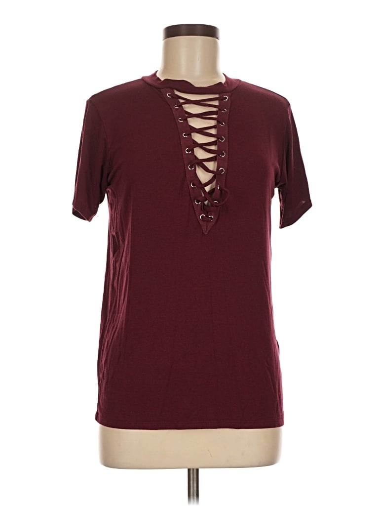 Pre-owned Alya Short Sleeve T-shirt In Burgundy
