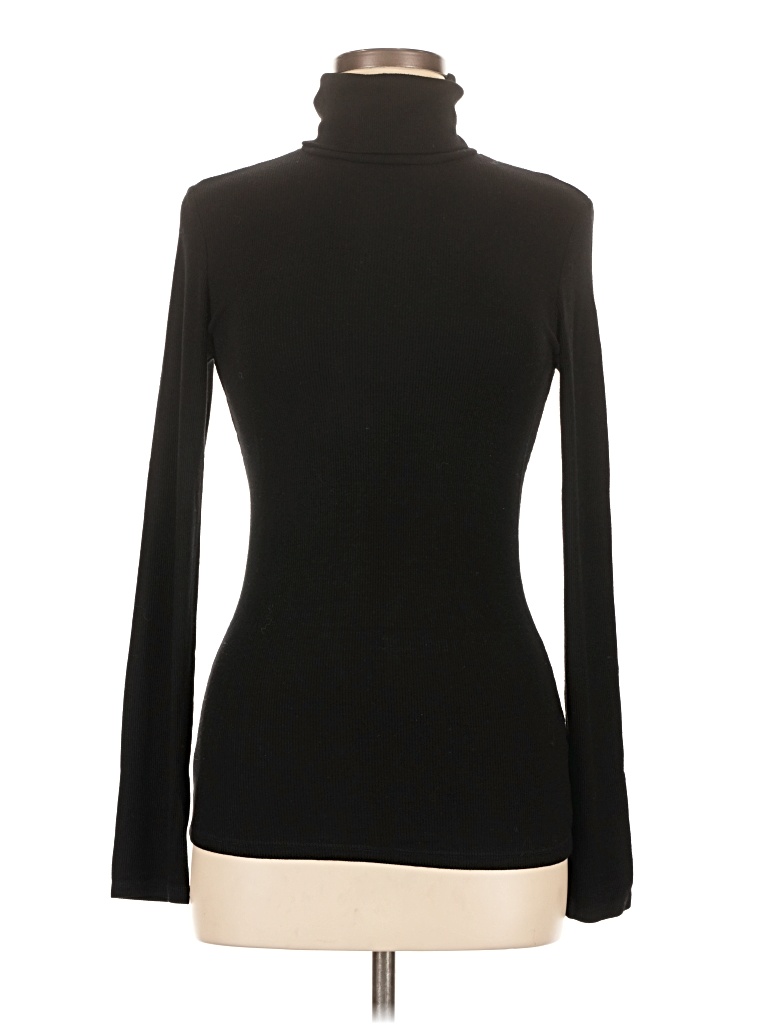 Pre-owned Michael Stars Long Sleeve Top Black Turtleneck Tops