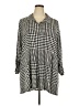 Kim Rogers Houndstooth Silver 3/4 Sleeve Button-Down Shirt Size 3X - photo 1
