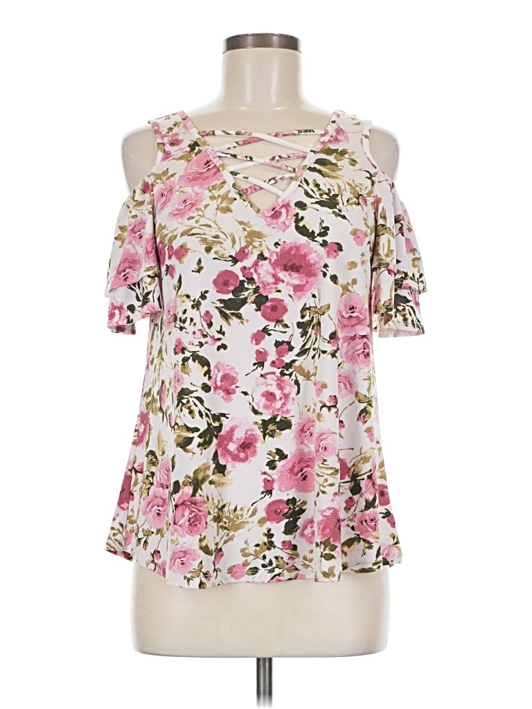 Pre-owned Discreet Tank Top Pink Cold Shoulder Neckline Tops