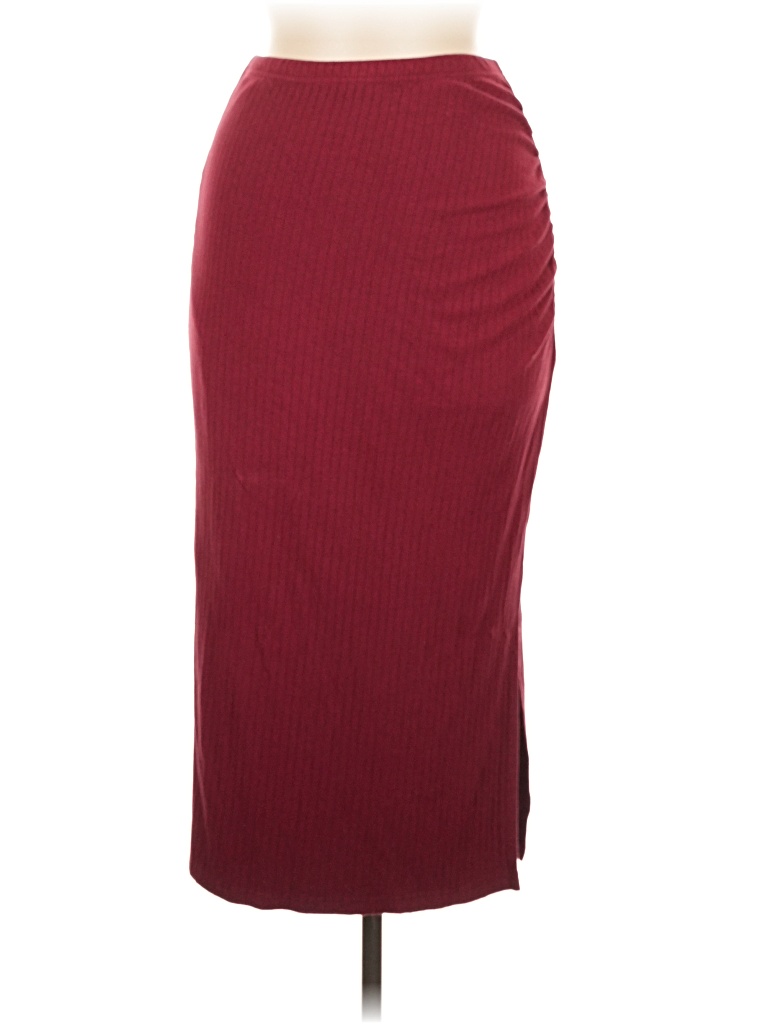 Pre-owned Unbranded Casual Skirt In Burgundy