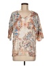 Chico's 100% Polyester Tan Short Sleeve Blouse Size Med (1) - photo 1