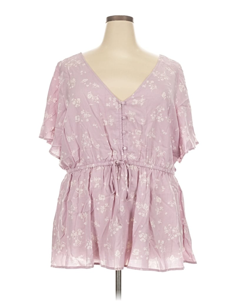 Pre-owned Torrid Short Sleeve Blouse In Pink
