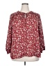Fun2Fun 100% Polyester Floral Red Burgundy Long Sleeve Henley Size 2X - photo 1