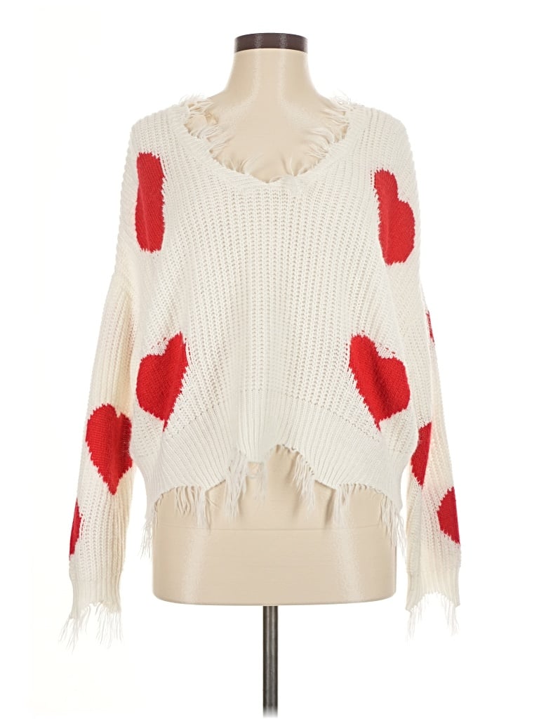 Pre-owned Polly & Esther Pullover Sweater In White