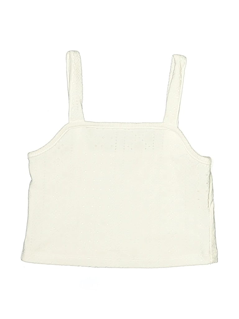 Pre-owned Btween Kids' Tank Top Ivory Square Neckline Tops In White