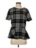 Unbranded Houndstooth Black Short Sleeve Blouse Size S (estimated) - photo 1