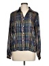 Caviar 100% Polyester Plaid Blue Long Sleeve Blouse Size L - photo 1