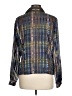 Caviar 100% Polyester Plaid Blue Long Sleeve Blouse Size L - photo 2