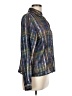 Caviar 100% Polyester Plaid Blue Long Sleeve Blouse Size L - photo 4