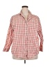 Only 100% Cotton Checkered-gingham Red 3/4 Sleeve Button-Down Shirt Size 2X - photo 1