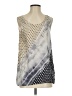 Garnet Hill 100% Silk Gray Ivory Sleeveless Silk Top Size 0 - photo 1