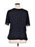 Ann Taylor LOFT 100% Polyester Polka Dots Blue Black Short Sleeve Blouse Size 14 - photo 2