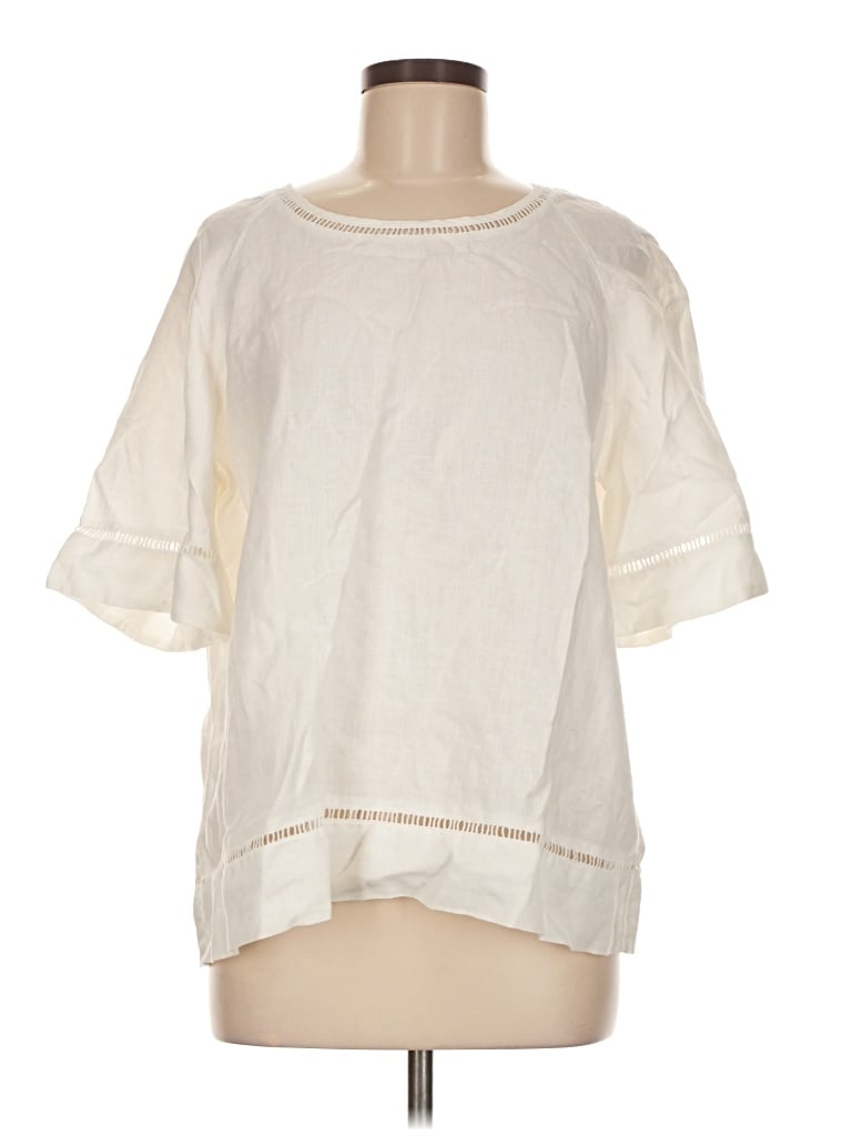 Pre-owned Sympli Short Sleeve Blouse In White