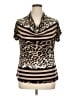 Uptown Vibe Animal Print Brown Short Sleeve Blouse Size 1X - photo 1