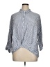 Spense 100% Viscose Stripes Blue 3/4 Sleeve Button-Down Shirt Size XL - photo 1