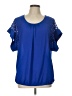 Notations 100% Polyester Blue Short Sleeve Blouse Size L - photo 1