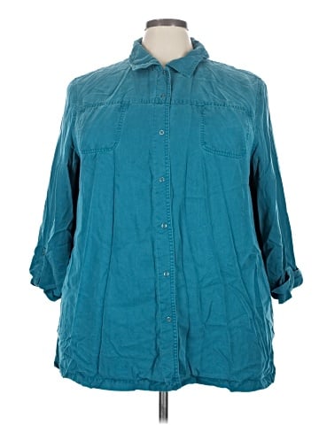JM Collection 3/4 Sleeve Button-Down Shirt (view 1)