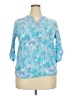 Basic Editions 100% Rayon Blue 3/4 Sleeve Blouse Size XXL - photo 1
