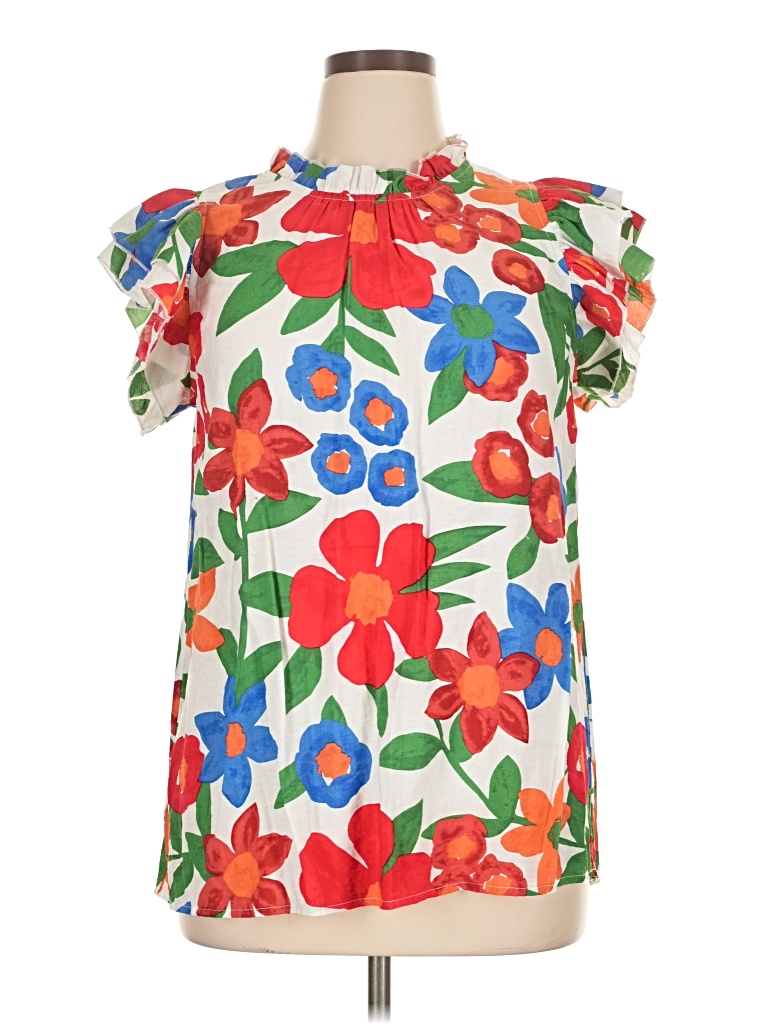 Pre-owned Entro Short Sleeve Blouse In Red