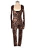 Fashion Nova Animal Print Brown Jumpsuit Size XS - photo 1