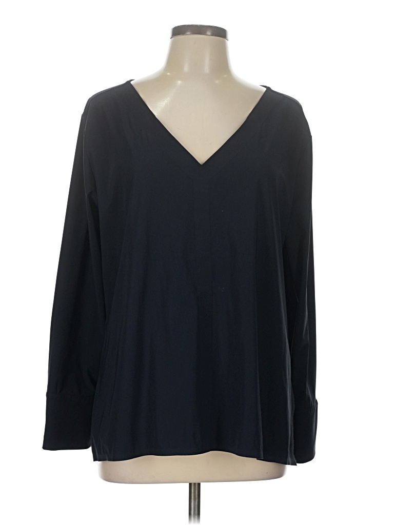 ADAY Long Sleeve Blouse: Blue Tops - Size Large