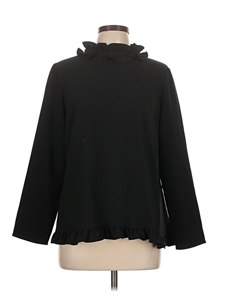 Pre-owned Sail To Sable Long Sleeve Blouse In Black