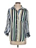 Lior Luxe Stripes Blue 3/4 Sleeve Blouse Size S - photo 1