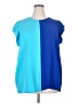 Cotton Bleu 100% Polyester Color Block Blue Short Sleeve Blouse Size 2X - photo 1
