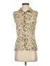 Beth Bowley Animal Print Ivory Sleeveless Button-Down Shirt Size 4 - photo 1