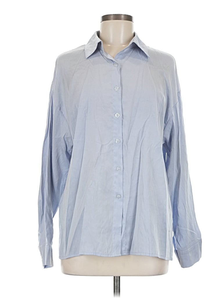 Pre-owned Dazy Long Sleeve Button Down Shirt In Blue