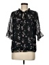 CeCe 100% Polyester Floral Black 3/4 Sleeve Blouse Size M - photo 1