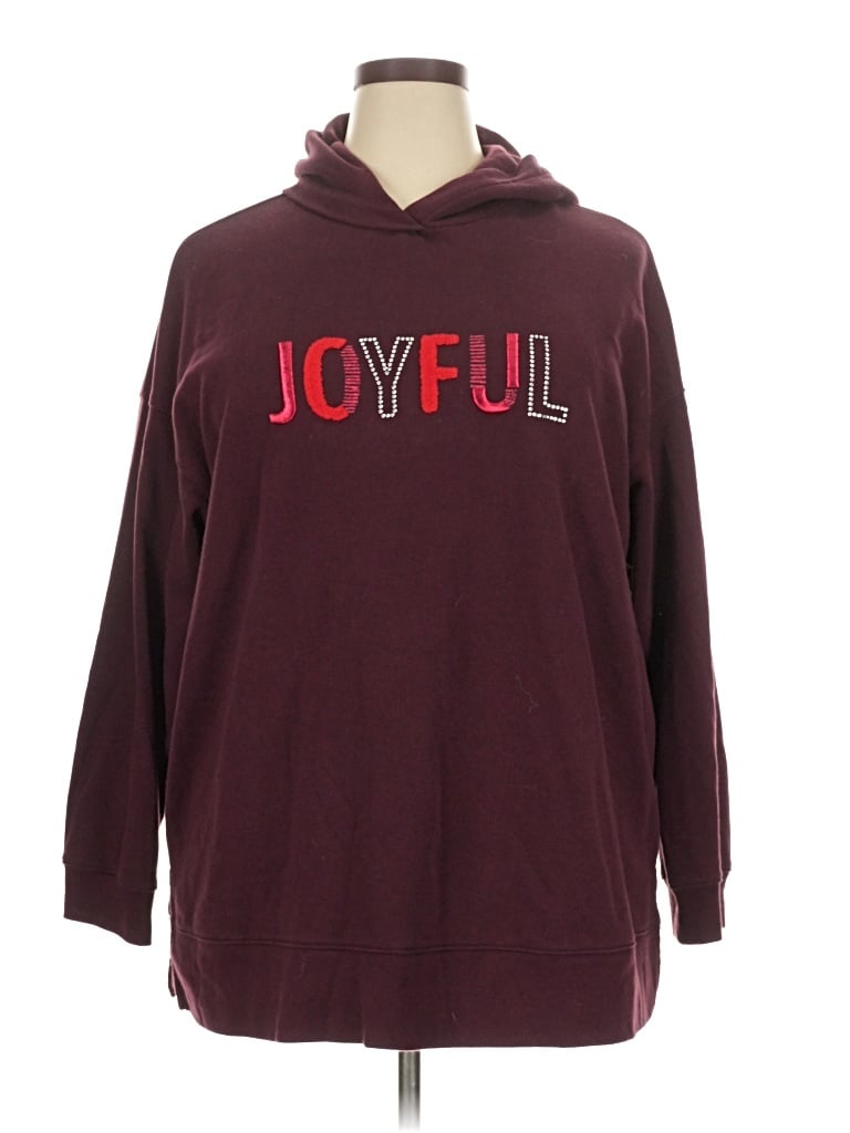 Pre-owned Lane Bryant Pullover Hoodie In Burgundy