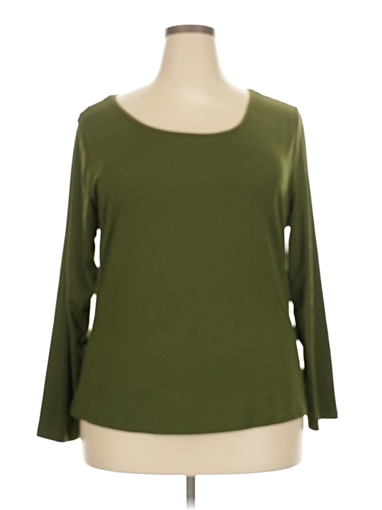 Pre-owned Shein Curve 3/4 Sleeve T-shirt In Green