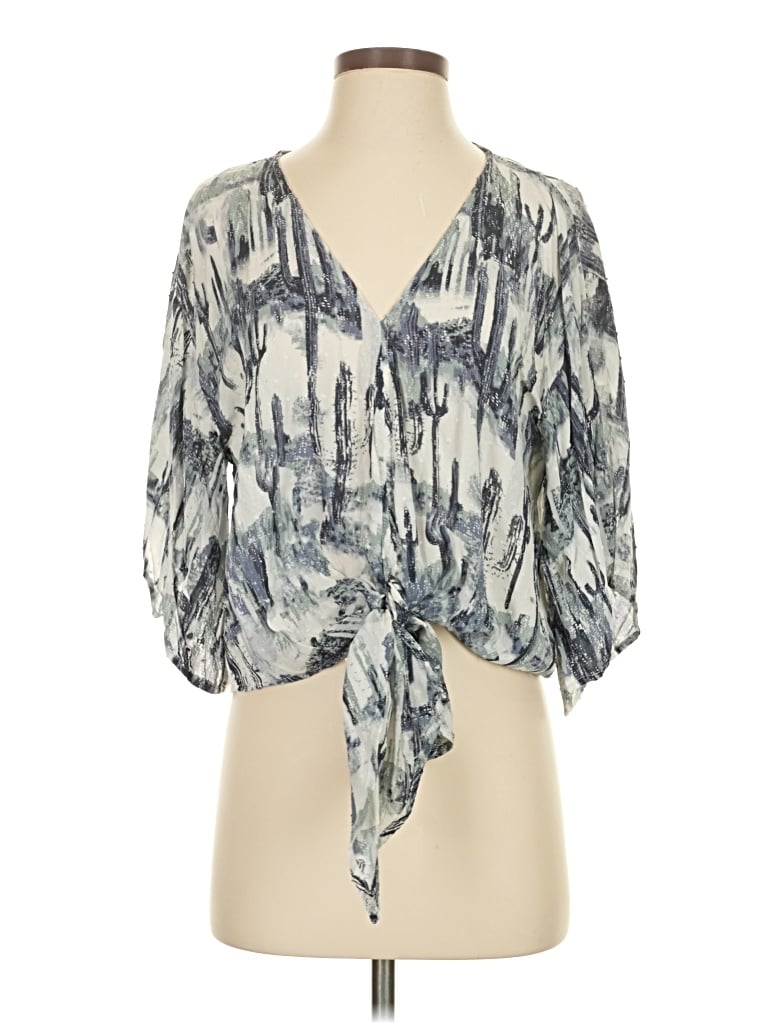 Pre-owned Lovestitch 3/4 Sleeve Blouse In Gray