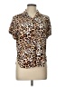 Assorted Brands 100% Viscose Animal Print Brown Short Sleeve Blouse Size L - photo 1