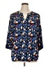 Talbots 100% Rayon Floral Blue 3/4 Sleeve Blouse Size 1X - photo 1