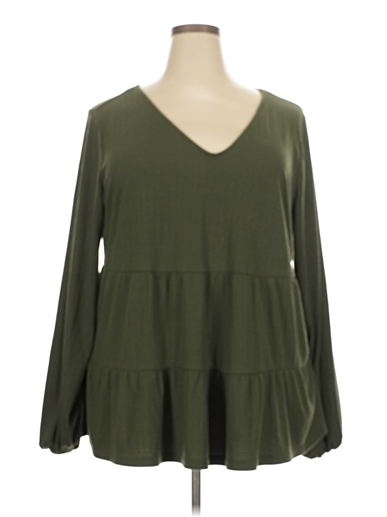 Pre-owned Torrid Long Sleeve Blouse In Green