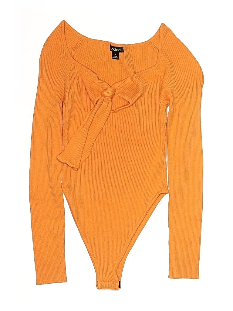 Boohoo Bodysuit: Orange Tops - Size Small