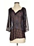 Fun2Fun 100% Polyester Black 3/4 Sleeve Blouse Size S - photo 1