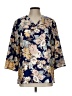 Unbranded Floral Blue 3/4 Sleeve Blouse Size L - photo 1