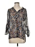 About A Girl 100% Polyester Paisley Blue 3/4 Sleeve Blouse Size M - photo 1