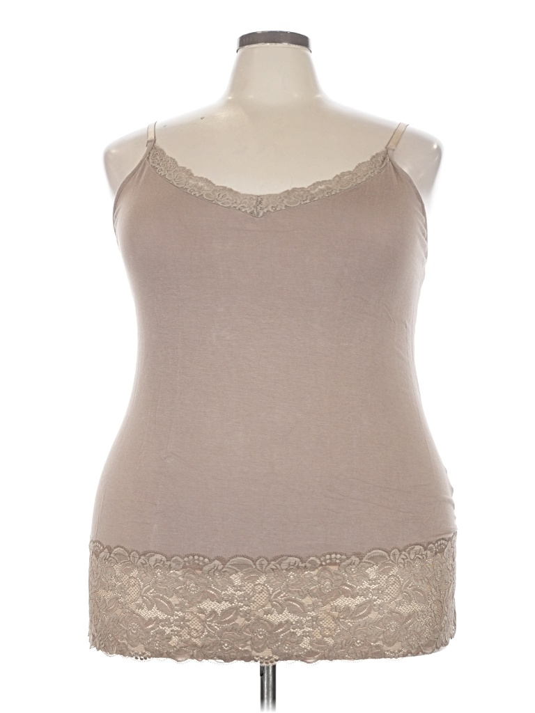 Pre-owned Lane Bryant Tank Top Tan Sweetheart Neckline Tops In Brown