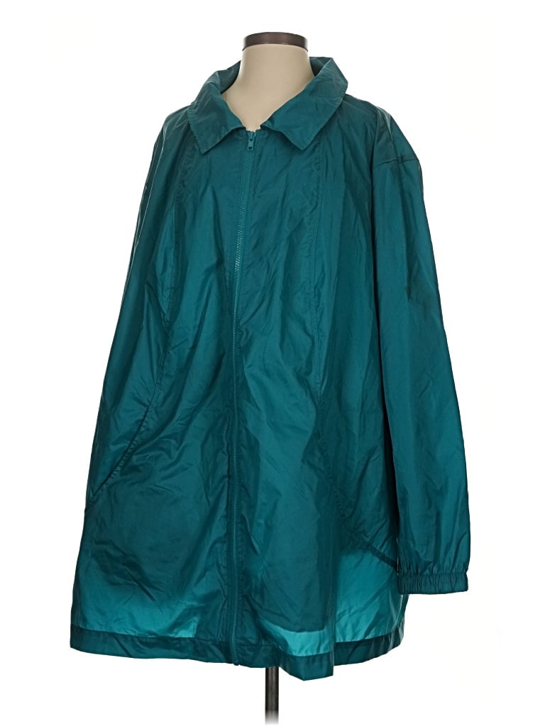 Pre-owned Woman Within Raincoat In Teal