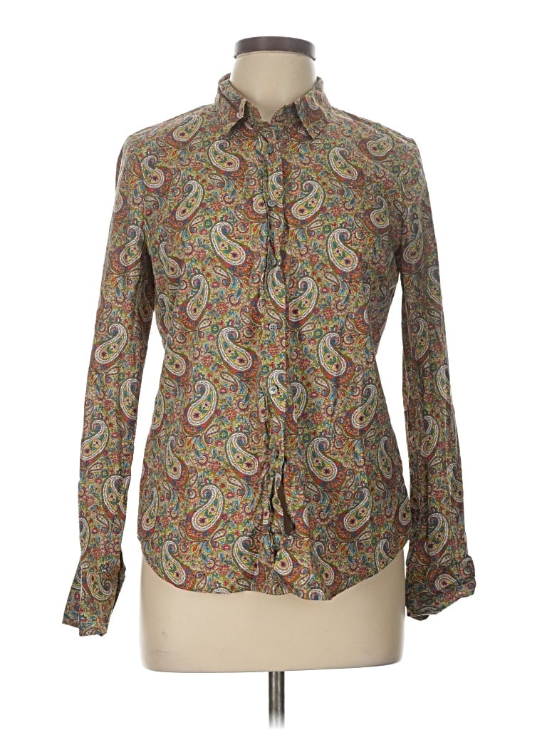 Pre-owned Liberty Art Fabrics For J.crew Long Sleeve Blouse In Brown